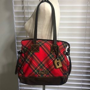 🎁 OFFERS ACCEPTED!!! Authentic Dooney & Bourke Red Holiday Plaid Shoulder/Bag